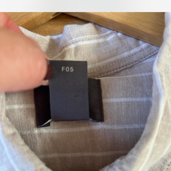 |H&M| Cream White Striped Button-up Linen Cotton Blend Slim-Fit 2XL - Picture 8 of 8